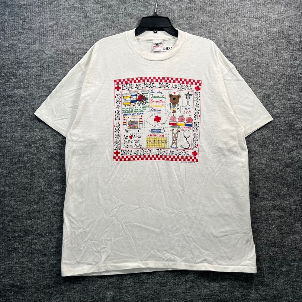 Vintage Oneita Power 50 Nurses Are Special T-Shirt XXL White 90s Made in USA